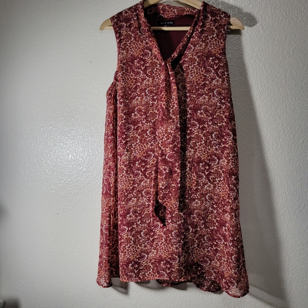 As U Wish Floral Print Sleeveless Dress